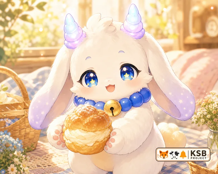 シュークリームを抱えるミルラ